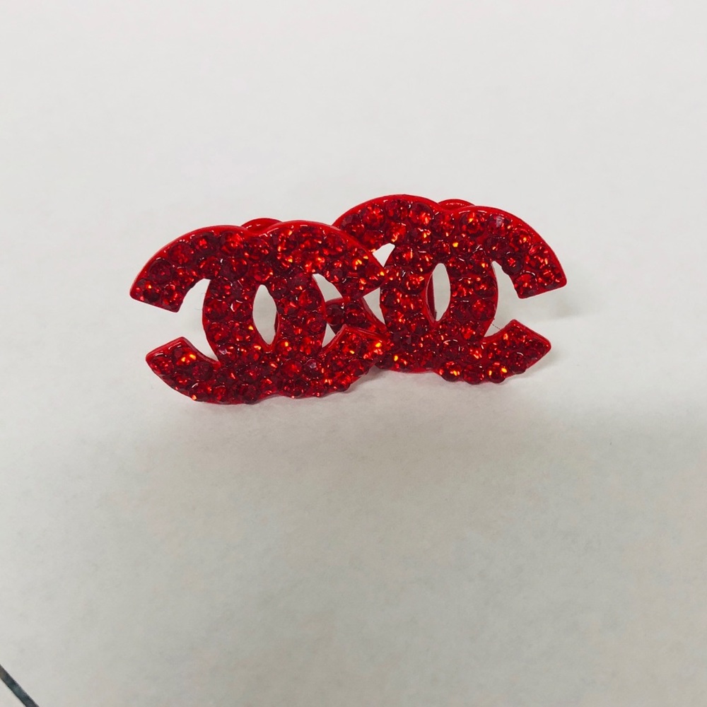 Channel Ruby Rhinestone Earrings